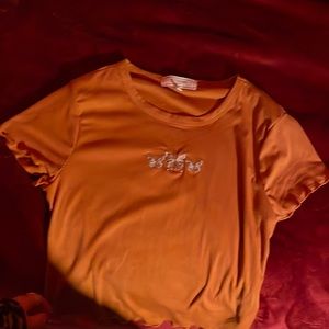 Cute orange butterfly wing$ crop top